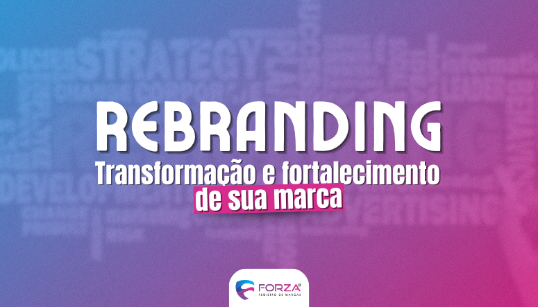 uma imagem escrita rebranding com letras brancas e fundo roxo