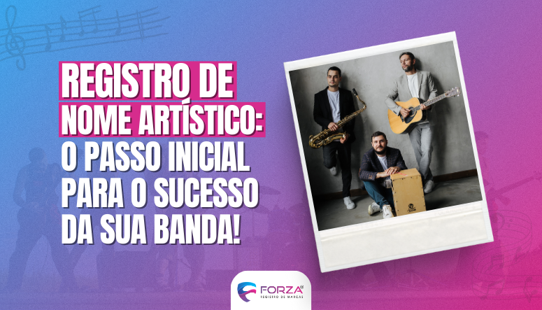 fundo com as cores da forza registro de marcas e a foto representando uma banda